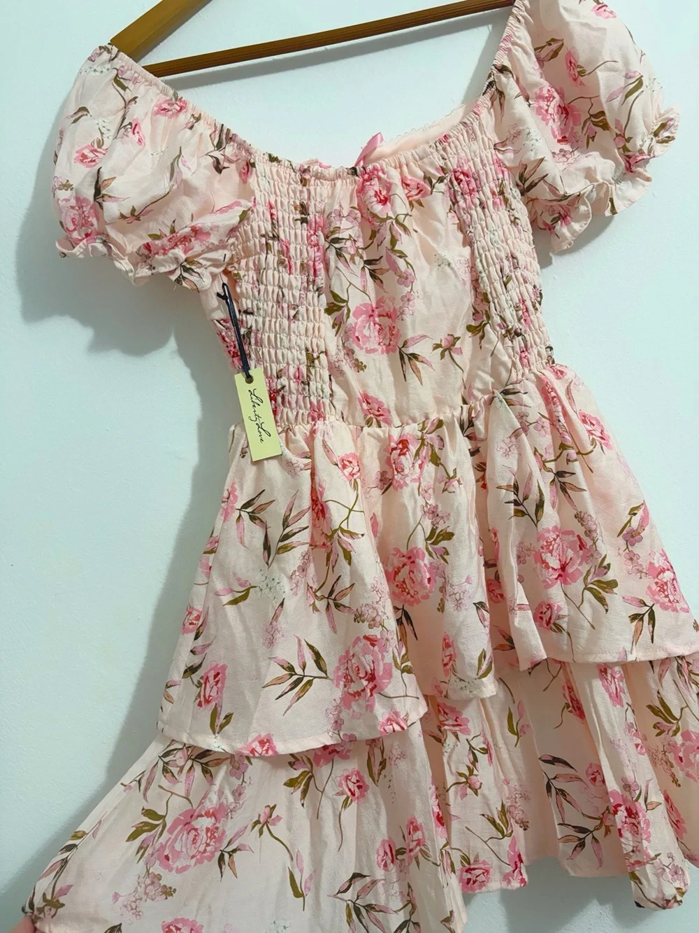 Liberty Love Pink Floral Tiered Mini Dress